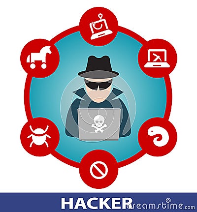 Computer hacker unrecognisable cyber criminal Stock Photo