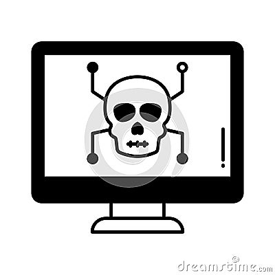 Computer hacking half glyph vector icon which can easily modify or edit Vector Illustration