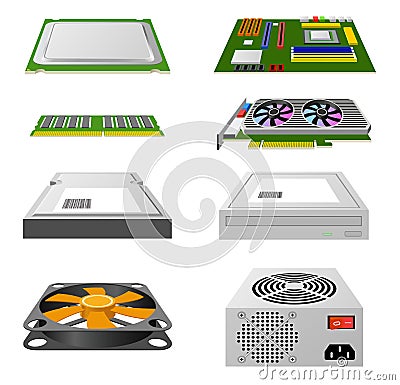 Computer hardware. Vector Illustration