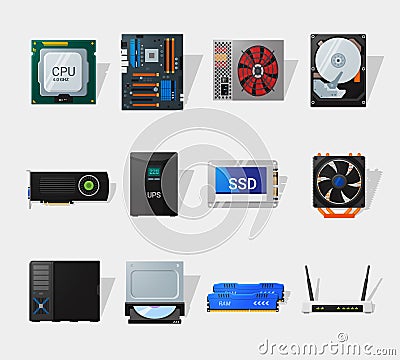 Computer hardware flat icon Vector Illustration