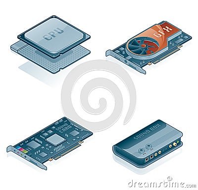 Computer Hardware Icons Set Vector Illustration