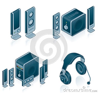 Computer Hardware Icons Set Vector Illustration