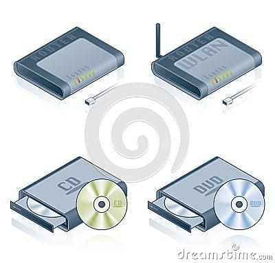 Computer Hardware Icons Set - Design Elements 55b Vector Illustration