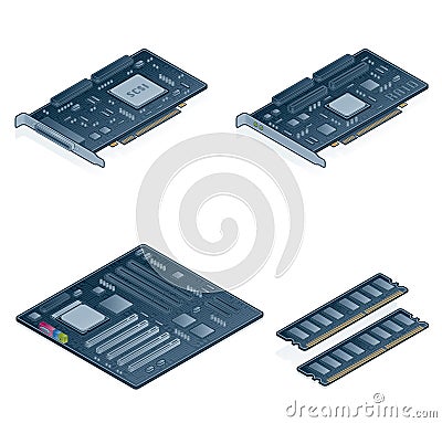 Computer Hardware Icons Set - Design Elements 55n Vector Illustration