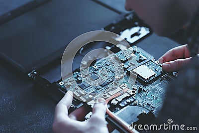 Computer hardware microelectronics motherboard Stock Photo