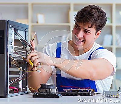 Computer hardware repair and fixing concept by experienced techn Stock Photo