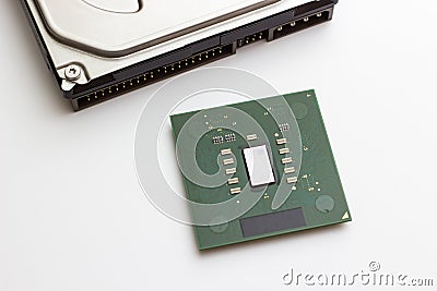 Computer Hardware on white background concept close up Stock Photo