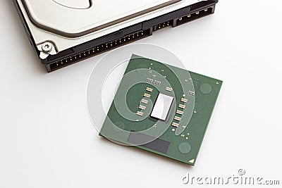 Computer Hardware on white background concept close up Stock Photo