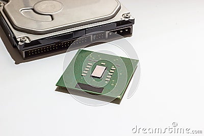 Computer Hardware on white background concept close up Stock Photo