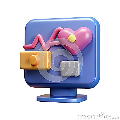 Computer Health Monitoring 3D Icon Representing System Performance and Security Protection Analysis Stock Photo