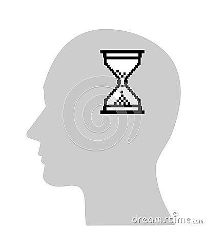 Computer hour-glass in human head, Vector Illustration