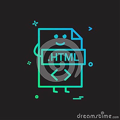 Computer html file format type icon vector design Vector Illustration