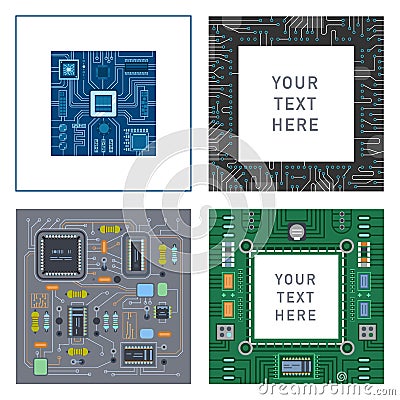 Computer IC chip template vector illustration. Vector Illustration