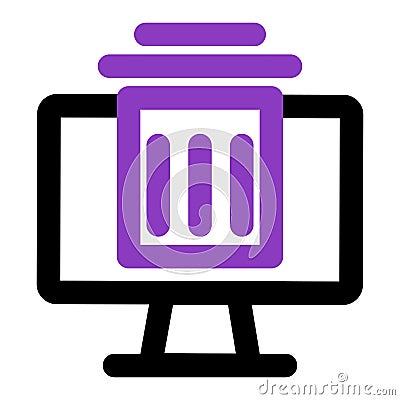 Computer icon. computer with dustbin. outline vector icon. can use for, icon design element,ui, web, mobile Vector Illustration