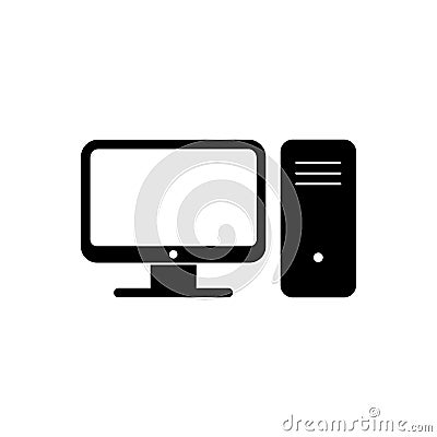 Computer icon isolated on white. PC symbol. Vector Illustration