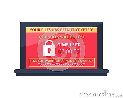 Computer infected by malware ransomware wannacry virus Stock Photo