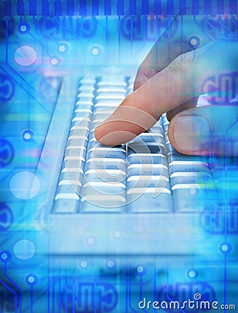 Computer Information Technology Hands Stock Photo