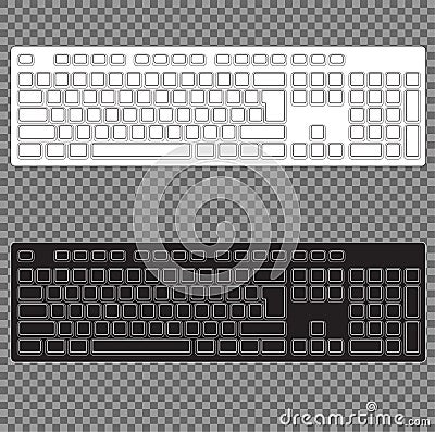 Computer Keyboard Blank Template Set. on transparent background Vector Illustration