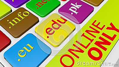 Computer keyboard button key with colorful website and Internet domain names Stock Photo
