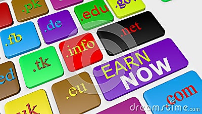 Computer keyboard button key with colorful website and Internet domain names Stock Photo