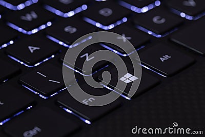 Computer keyboard with a button with the windows mark. August 2019 Editorial Stock Photo
