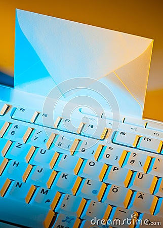 Computer keyboard and envelope. E-mail. Editorial Stock Photo