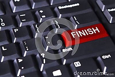 Computer keyboard with finish word Stock Photo