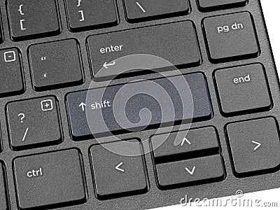 Computer keyboard with highlighted shift key Stock Photo