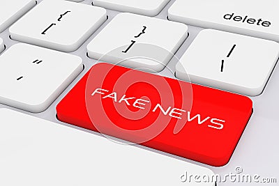 Computer Keyboard Key with Fake News Sign. 3d Rendering Stock Photo