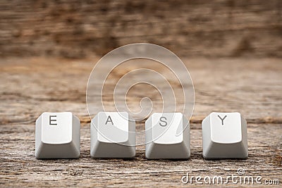 Computer keyboard keys arranged to spell EASY word Stock Photo