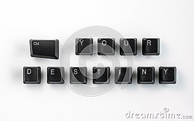Computer keyboard keys spelling Control Your Destiny, isolated on white background Stock Photo