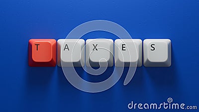 Computer keyboard keys with TAXED business word.close up of Computer keyboard keys Stock Photo