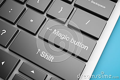 Computer keyboard with magic button Stock Photo