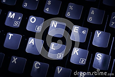 Computer keyboard money talks Stock Photo