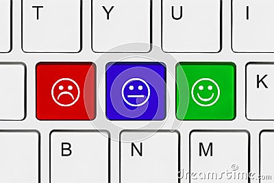 Computer keyboard with smile keys Stock Photo