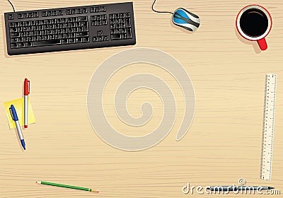 Computer keyboard and tabletop Vector Illustration