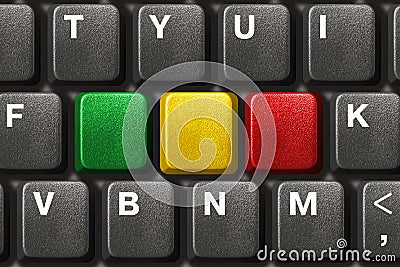 Computer keyboard with three blank keys Stock Photo