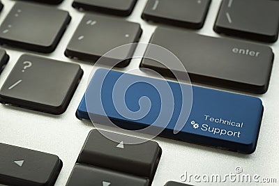 Computer keyboard with typographic TECHNICAL SUPPORT button Stock Photo