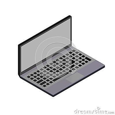 Computer. Laptop abstract image. Isometric, 3D front view. Vector illustration of portable device. Laptop with keyboard, with Vector Illustration
