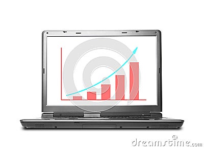 Computer Laptop Financial Graph Stock Photo