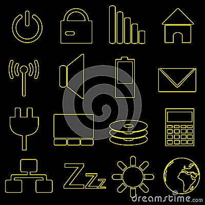 Computer and laptop indication outline icons eps10 Vector Illustration