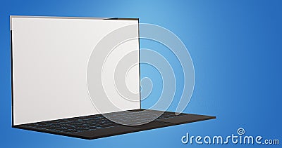 Computer laptop notebook on blue background 3d-illustration Cartoon Illustration