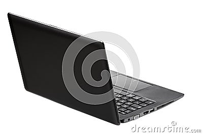 Computer Laptop Open Back View Three Quarters Isolated Stock Photo