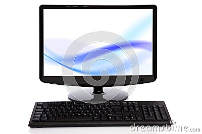 Computer lcd and keyboard Stock Photo