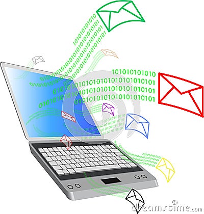 Computer and mail2 Vector Illustration