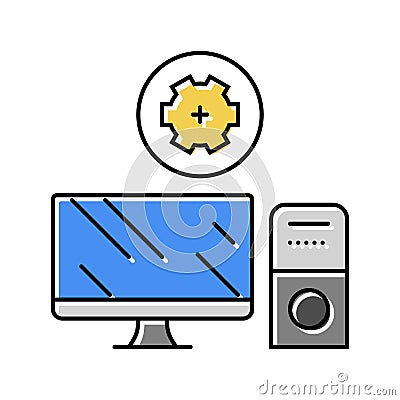 computer maintenance repair color icon vector illustration Cartoon Illustration