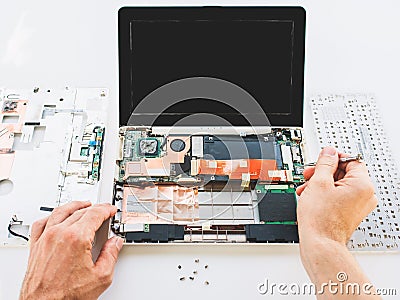 Computer maintenance warranty laptop diagnostic Stock Photo