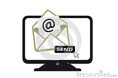 Computer Marketing Envelope Email Send Stock Photo