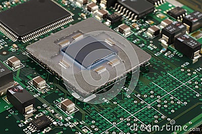 Computer microprocessor closeup Stock Photo