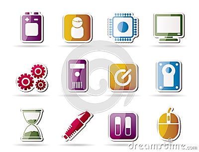 Computer and mobile phone elements icons Vector Illustration